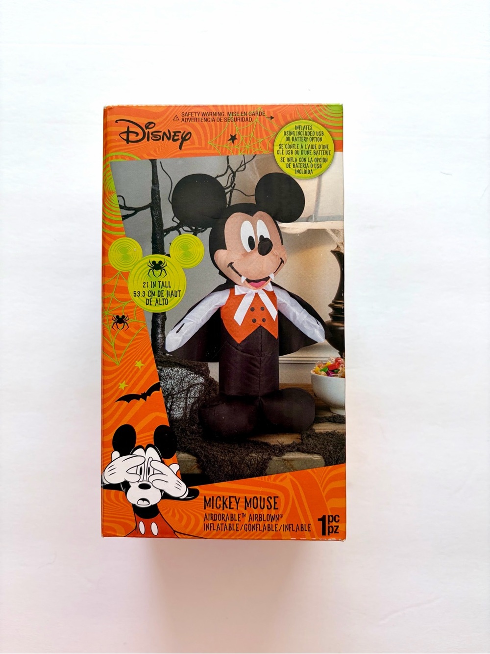 Disney Mickey Mouse Vampire Inflatable 21” Table Top Decor Halloween NEW in Box